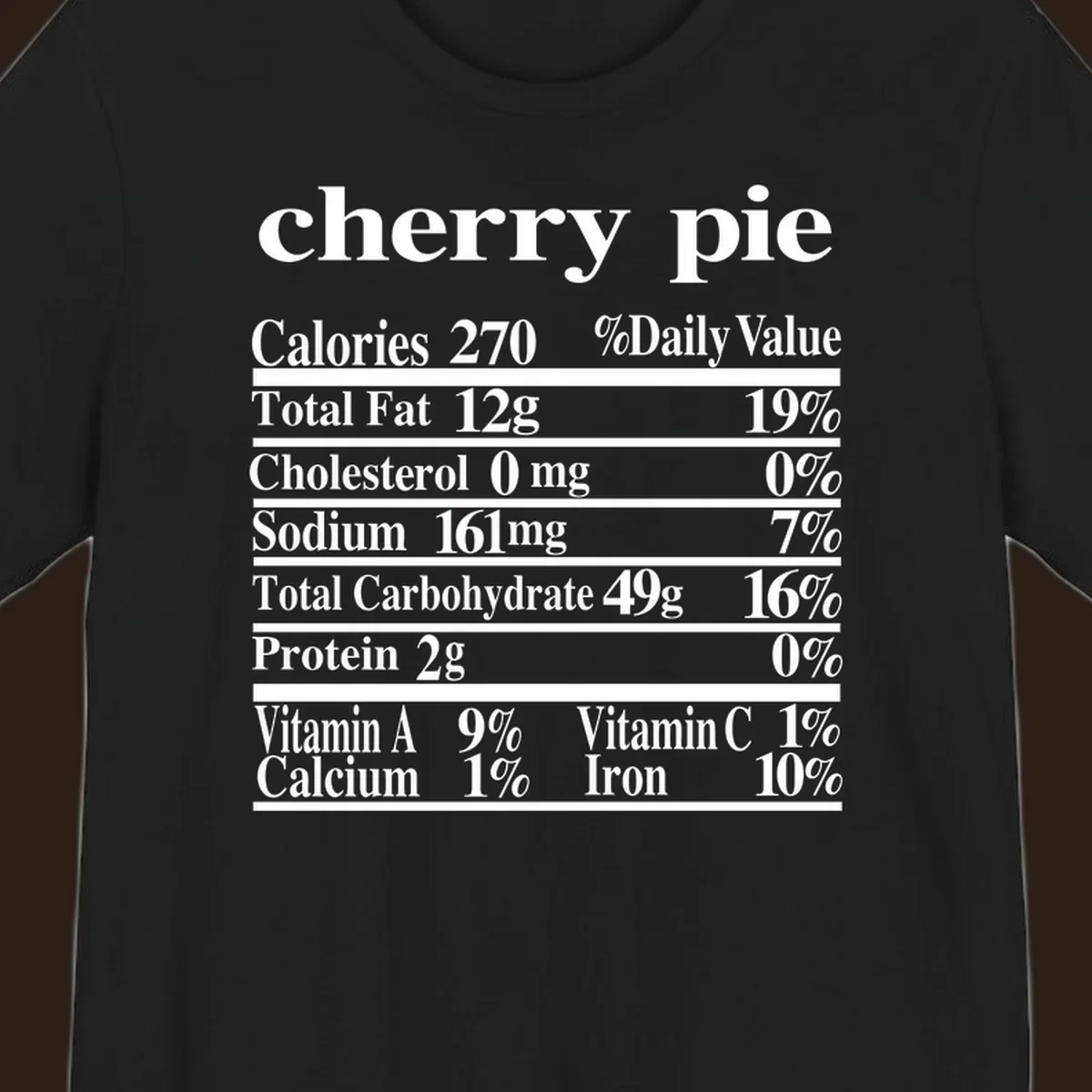 Cherry pie nutrition facts label design