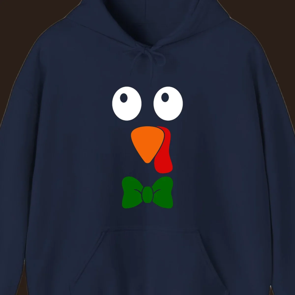 Cute turkey face with bowtie graphic for Thanksgiving.