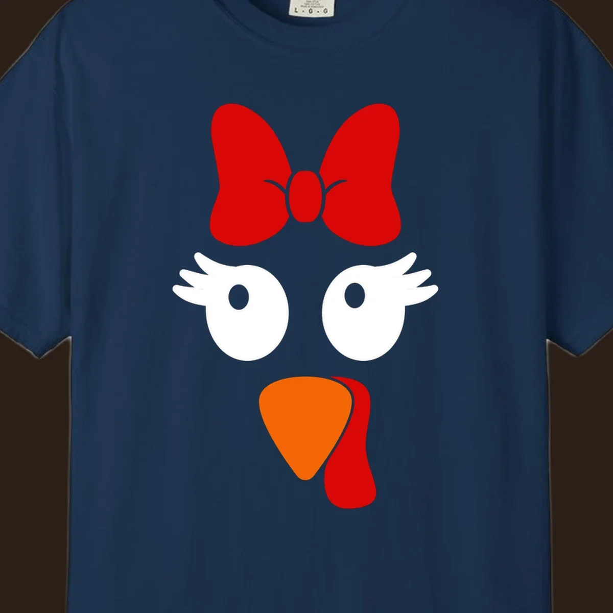 Cute turkey face with bow graphic for Thanksgiving shirt