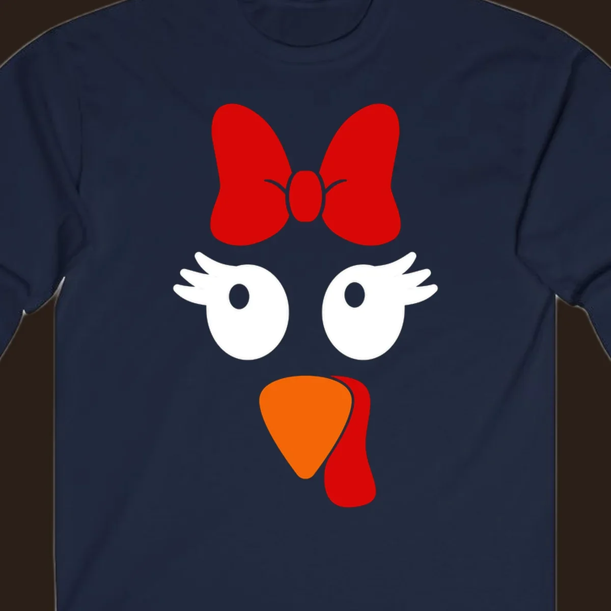 Cute turkey face with bow graphic for Thanksgiving shirt