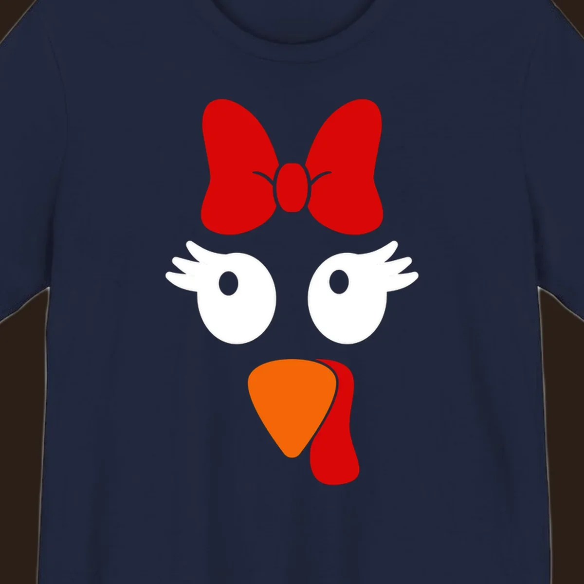 Cute turkey face with bow graphic for Thanksgiving shirt
