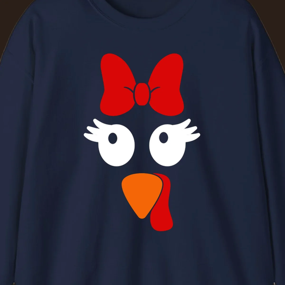 Cute turkey face with bow graphic for Thanksgiving shirt
