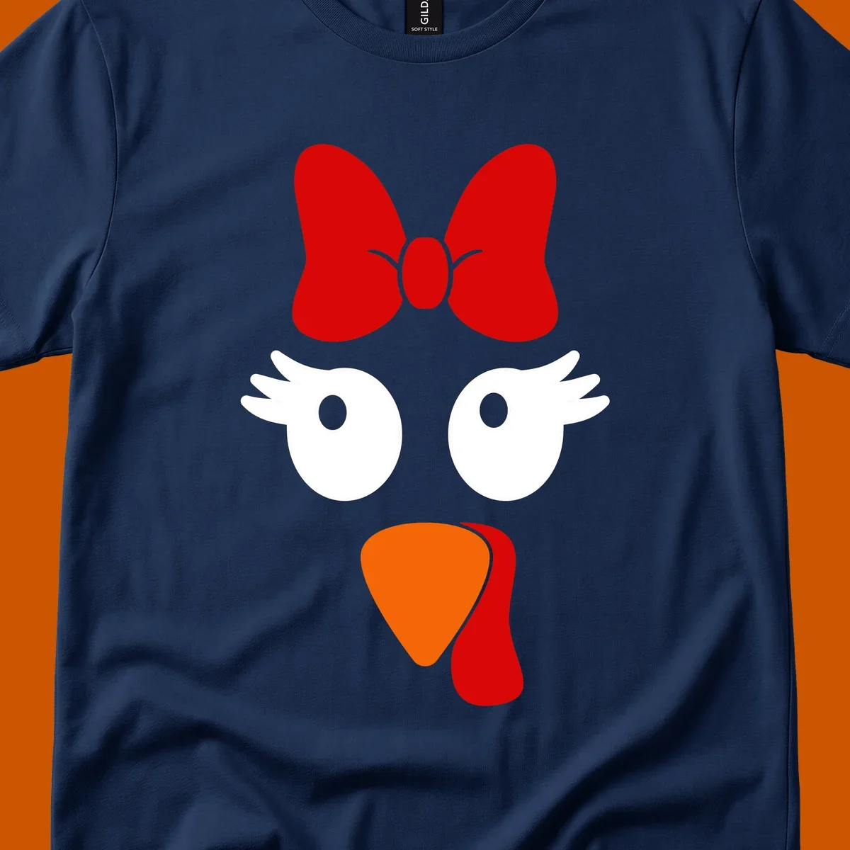 Cute turkey face with bow graphic for Thanksgiving shirt