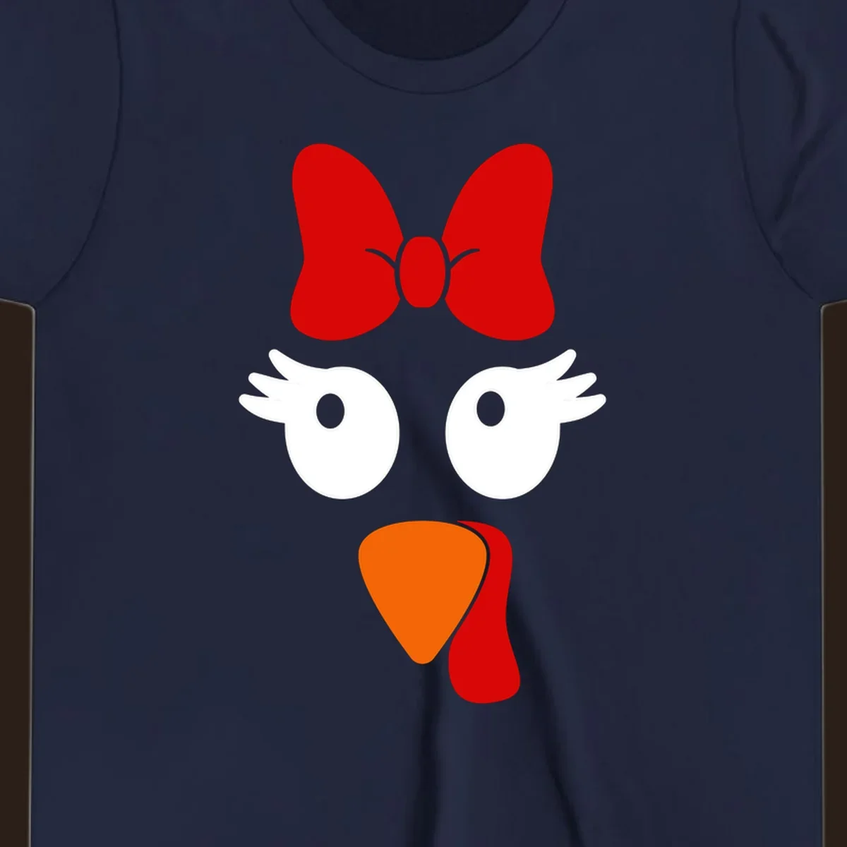 Cute turkey face with bow graphic for Thanksgiving shirt