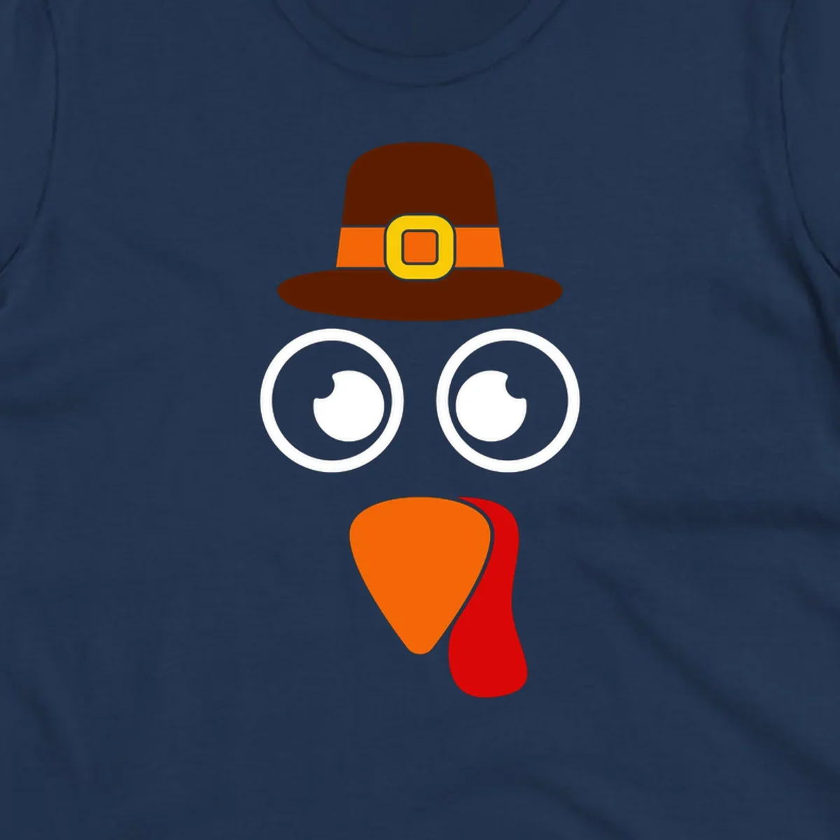 Cute Thanksgiving turkey face with pilgrim hat.