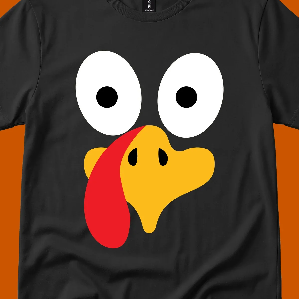 Googly-eyed turkey face illustration for Thanksgiving.