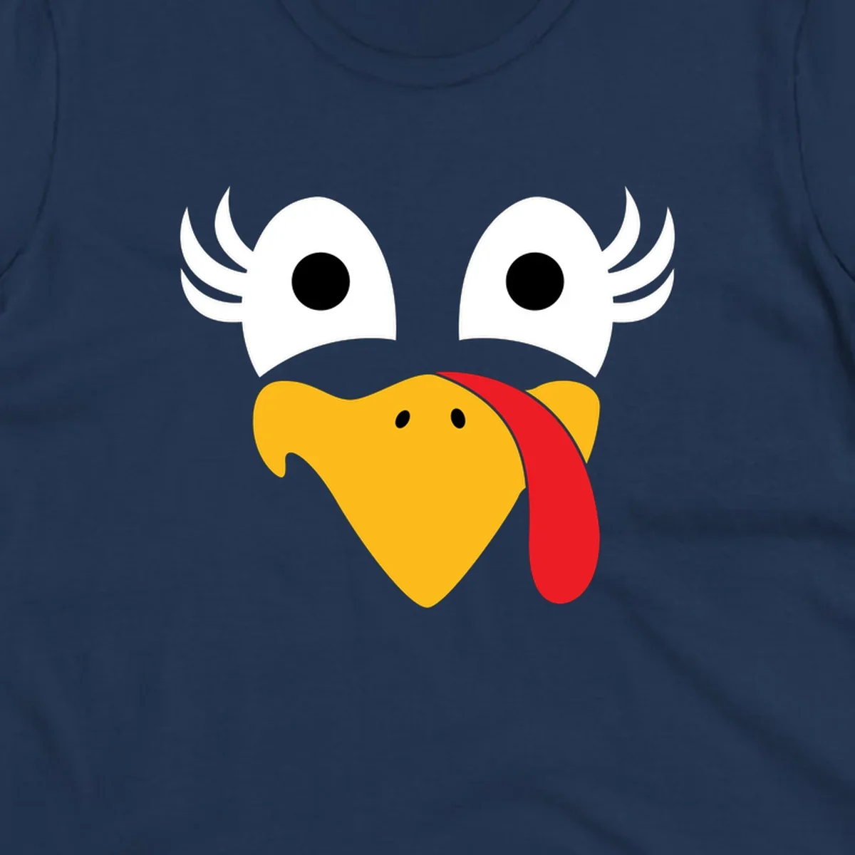 Funny turkey face illustration with googly eyes and a red wattle, for Thanksgiving.