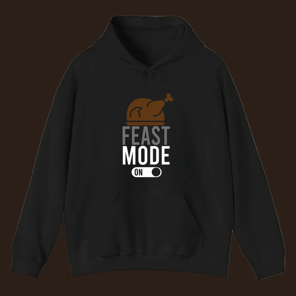 Feast mode on Thanksgiving graphic with a turkey and toggle switch.