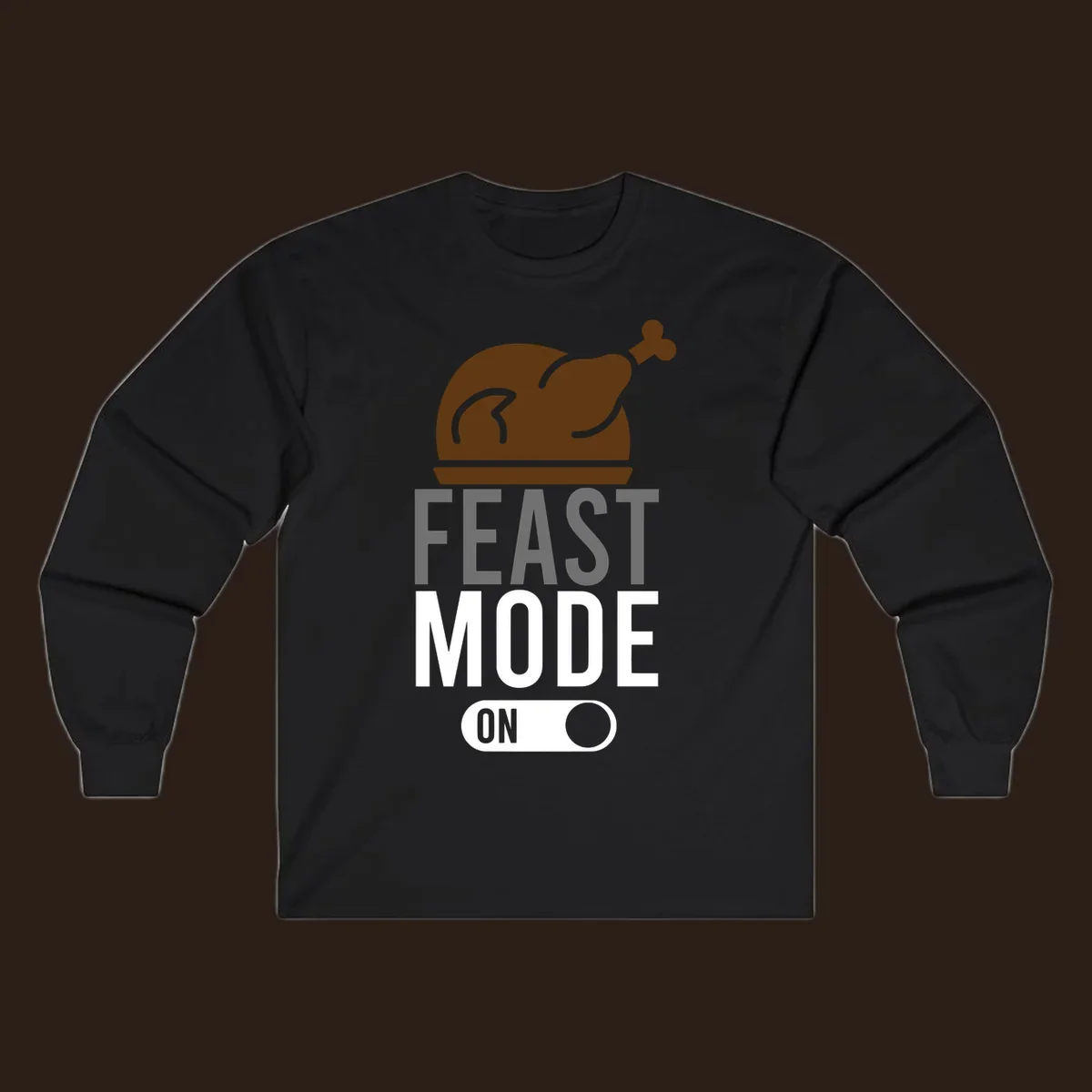 Feast mode on Thanksgiving graphic with a turkey and toggle switch.
