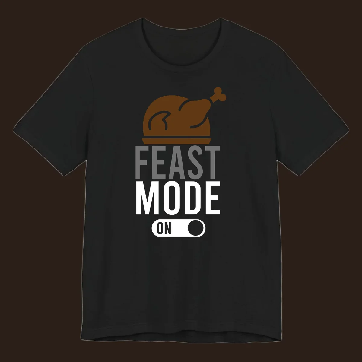 Feast mode on Thanksgiving graphic with a turkey and toggle switch.
