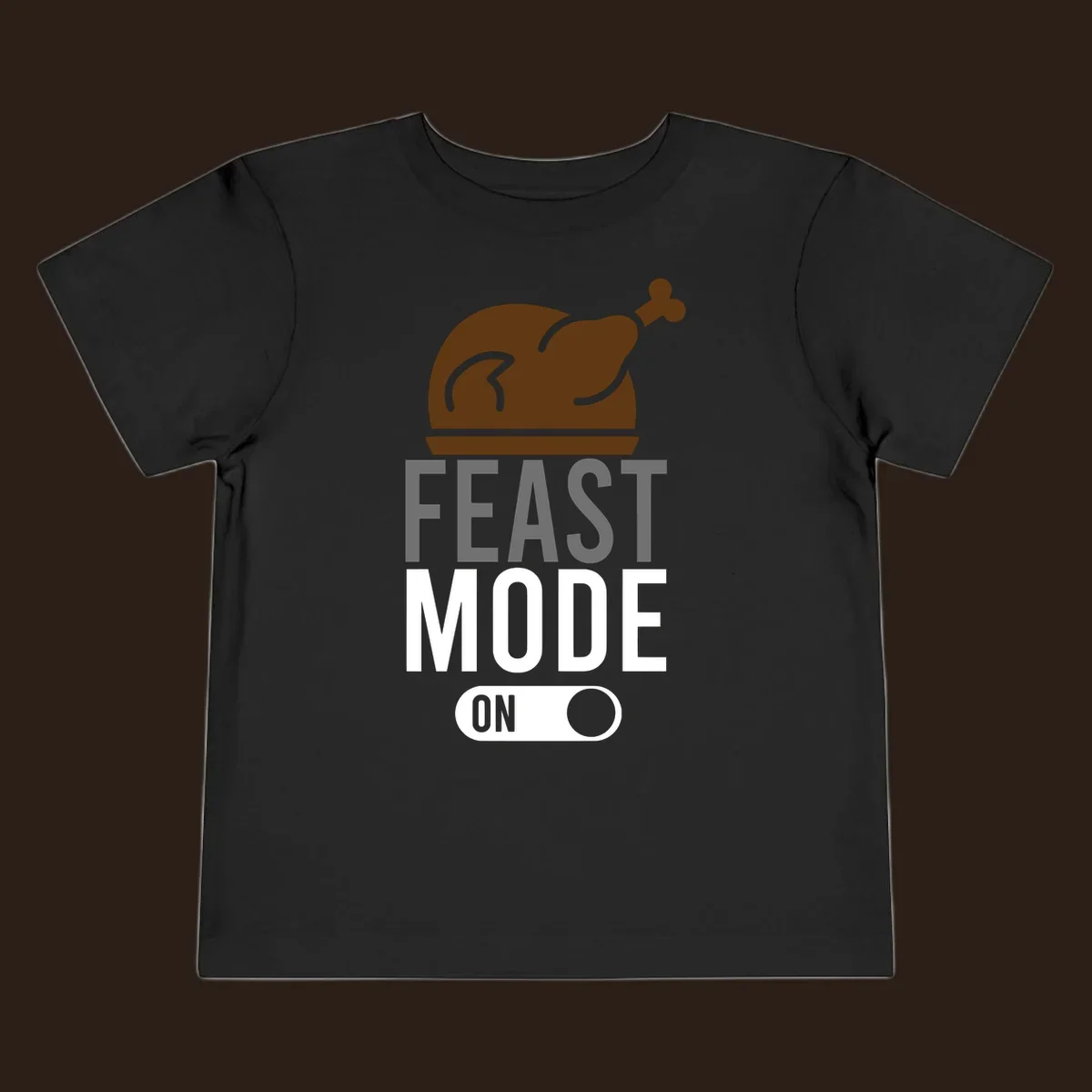 Feast mode on Thanksgiving graphic with a turkey and toggle switch.