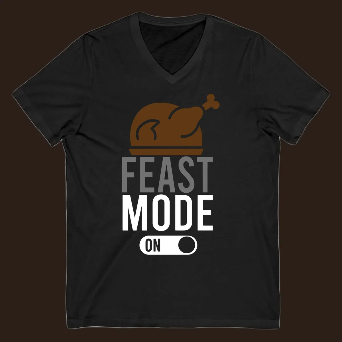 Feast mode on Thanksgiving graphic with a turkey and toggle switch.