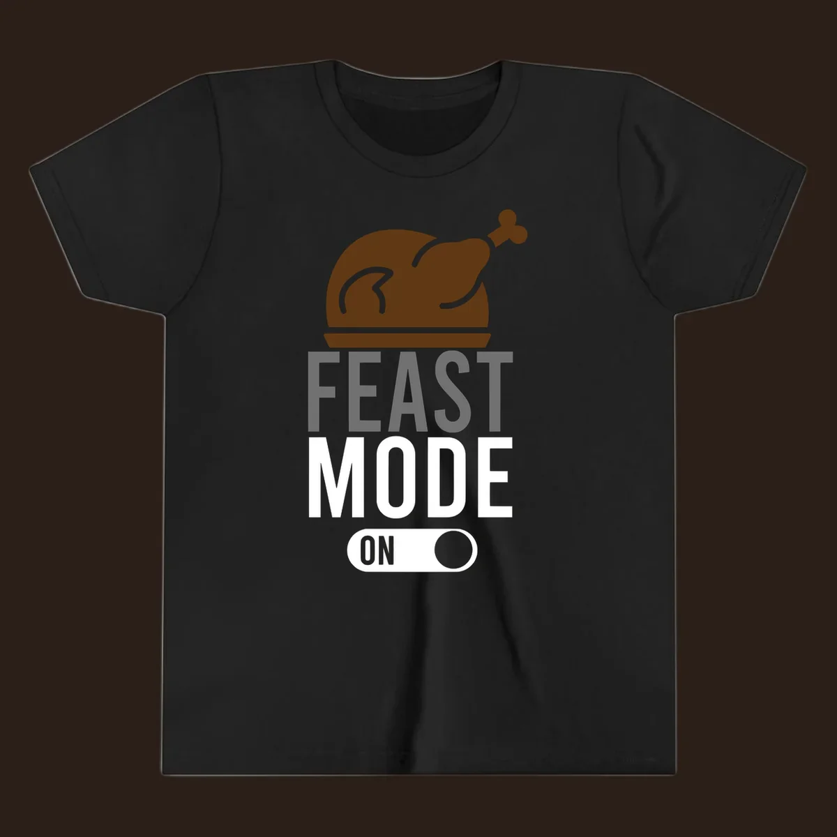 Feast mode on Thanksgiving graphic with a turkey and toggle switch.