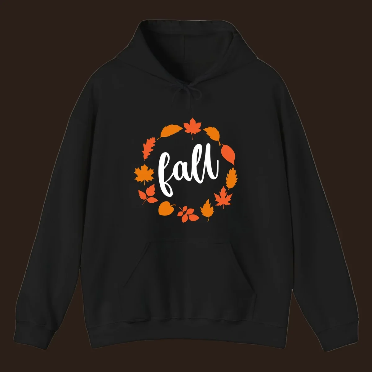 Fall leaves wreath with white script text.