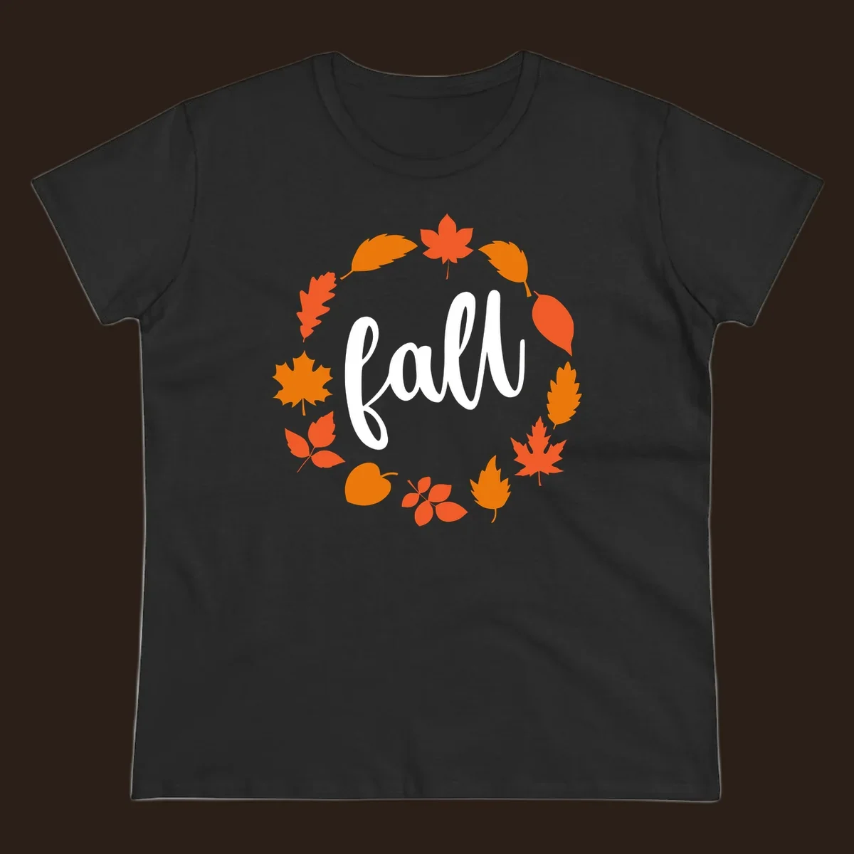 Fall leaves wreath with white script text.