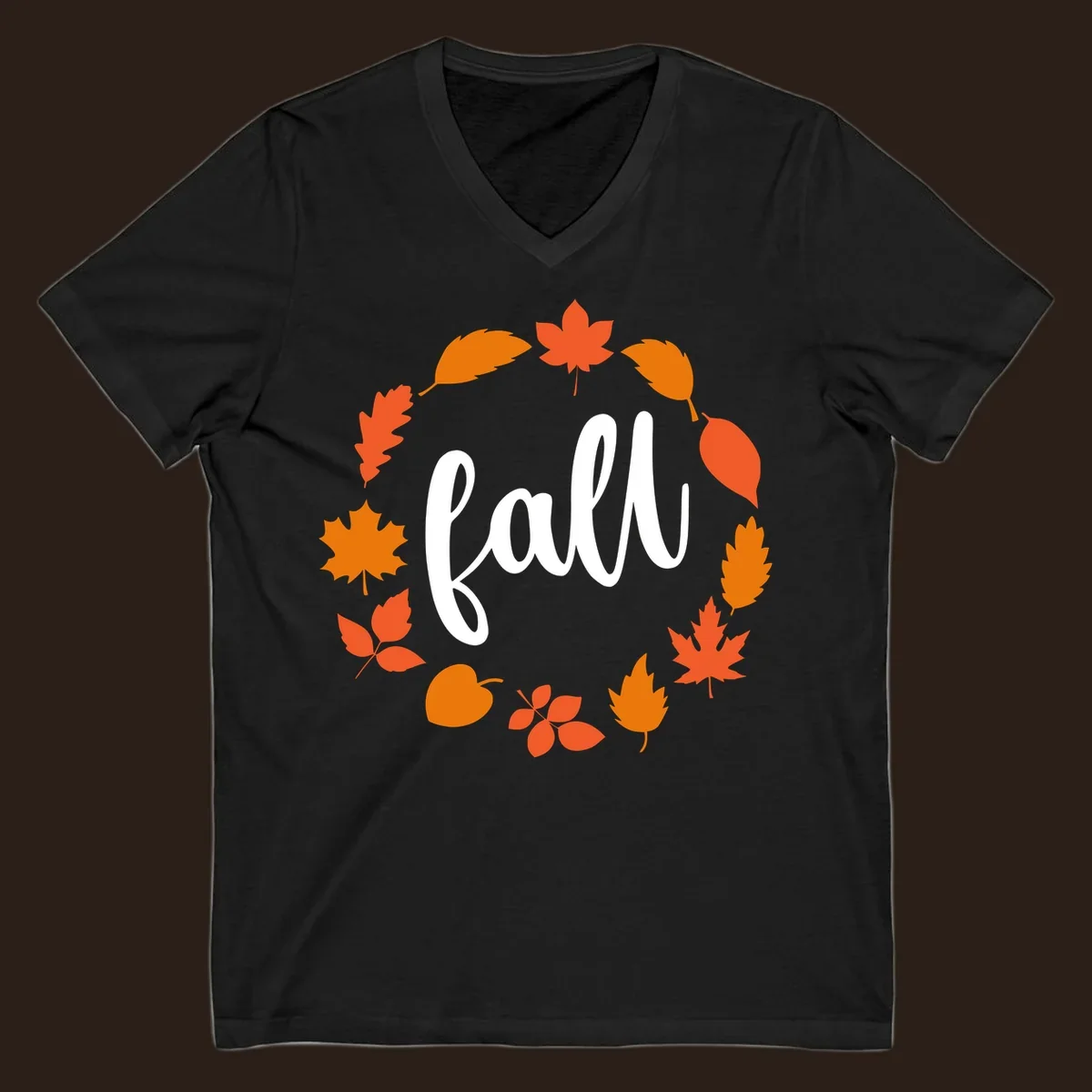 Fall leaves wreath with white script text.