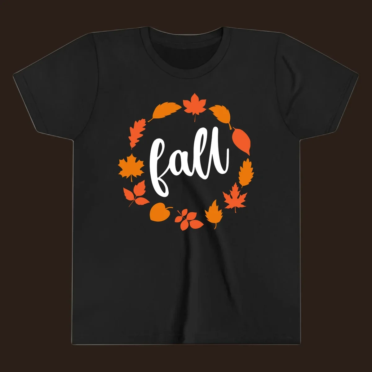 Fall leaves wreath with white script text.