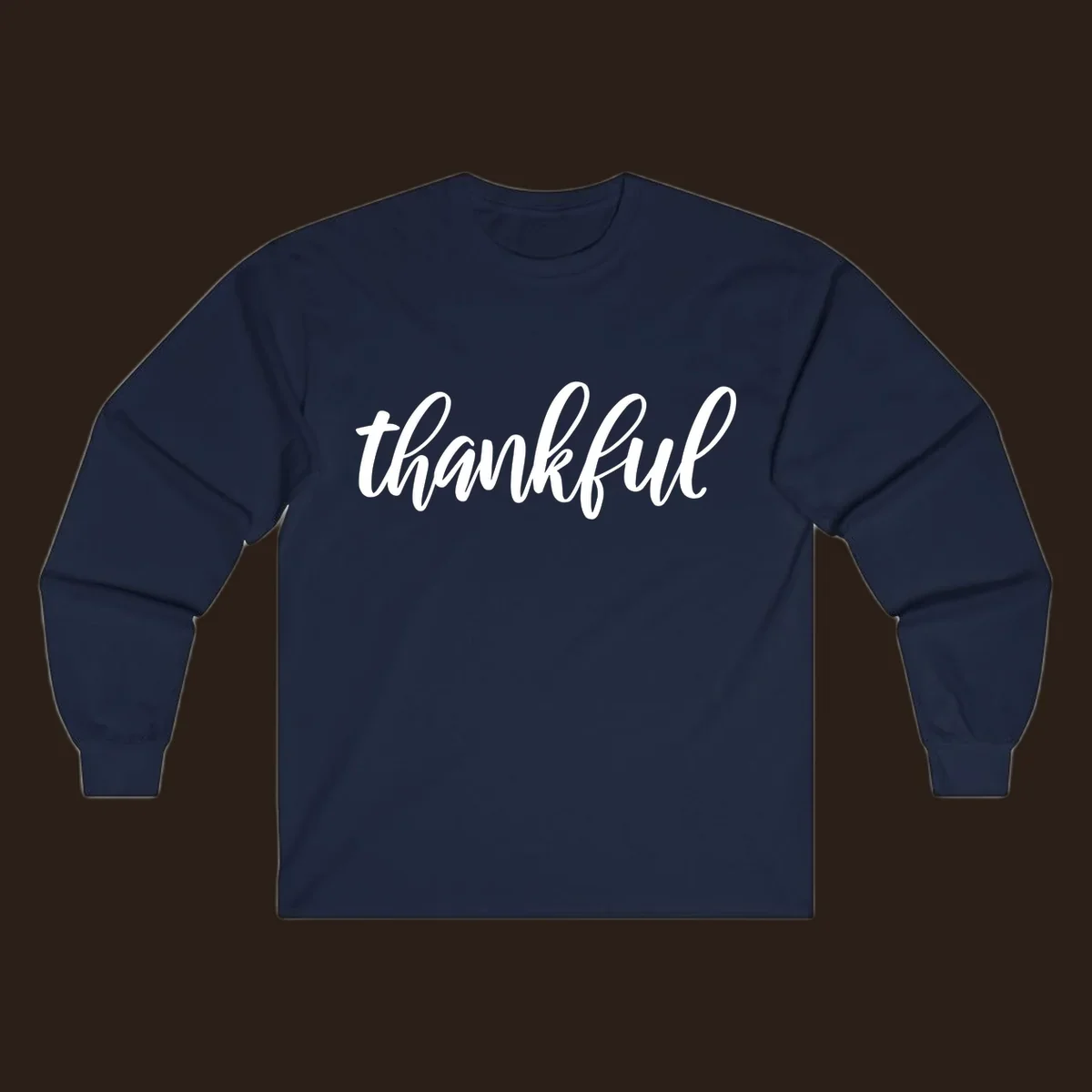 White script text spelling 'thankful' on a black background, representing thankful script word art.