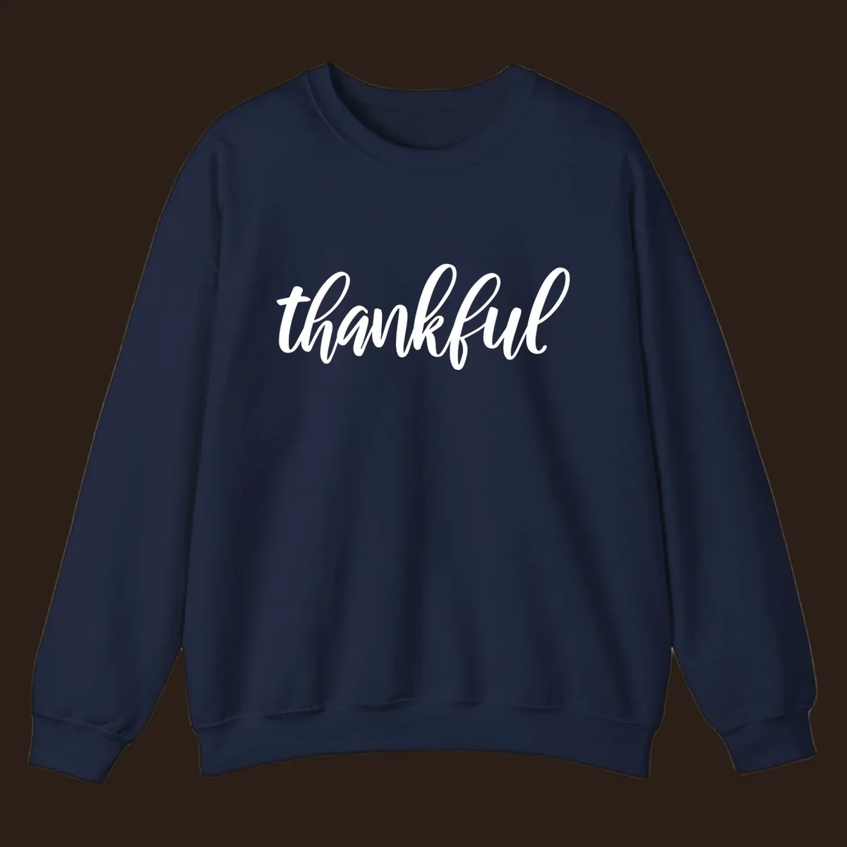 White script text spelling 'thankful' on a black background, representing thankful script word art.