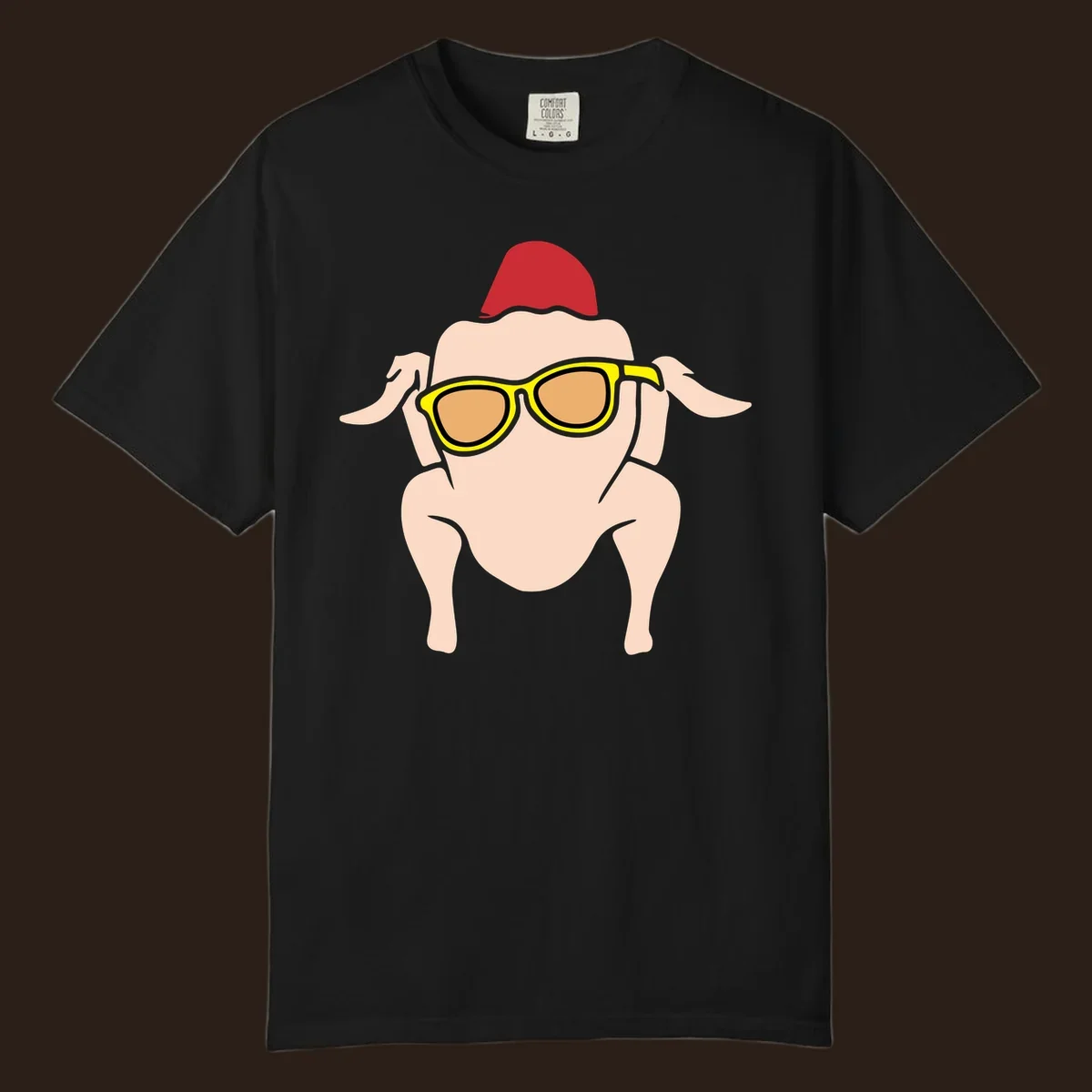 Cool turkey wearing sunglasses and a red hat, Thanksgiving graphic.