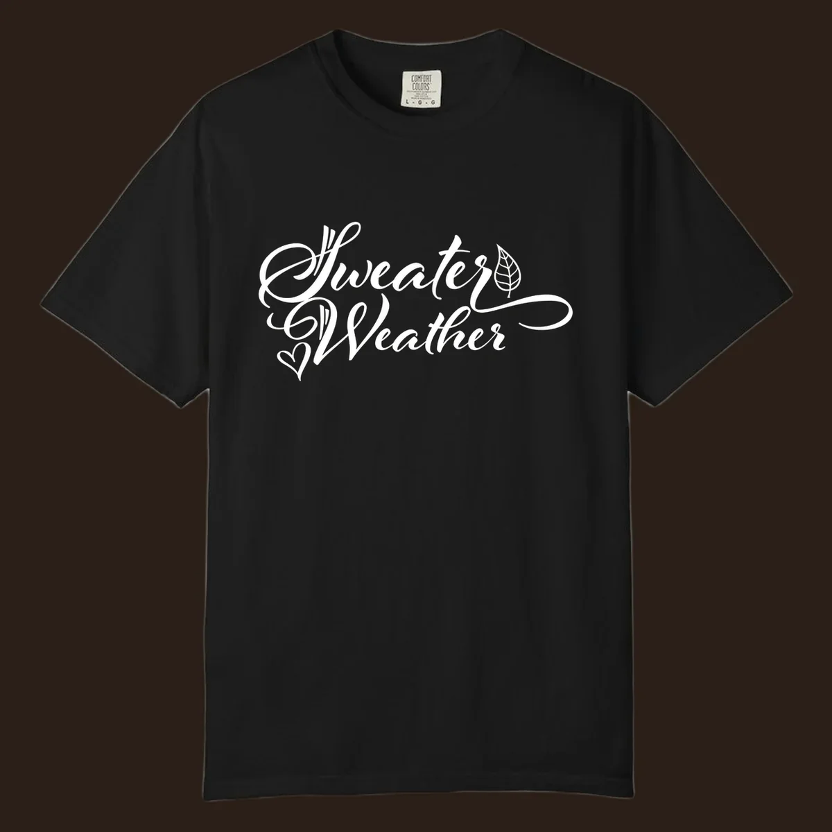 Sweater Weather script design with a leaf and heart. sweater-weather-script
