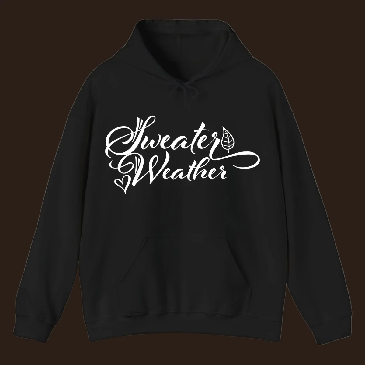 Sweater Weather script design with a leaf and heart. sweater-weather-script