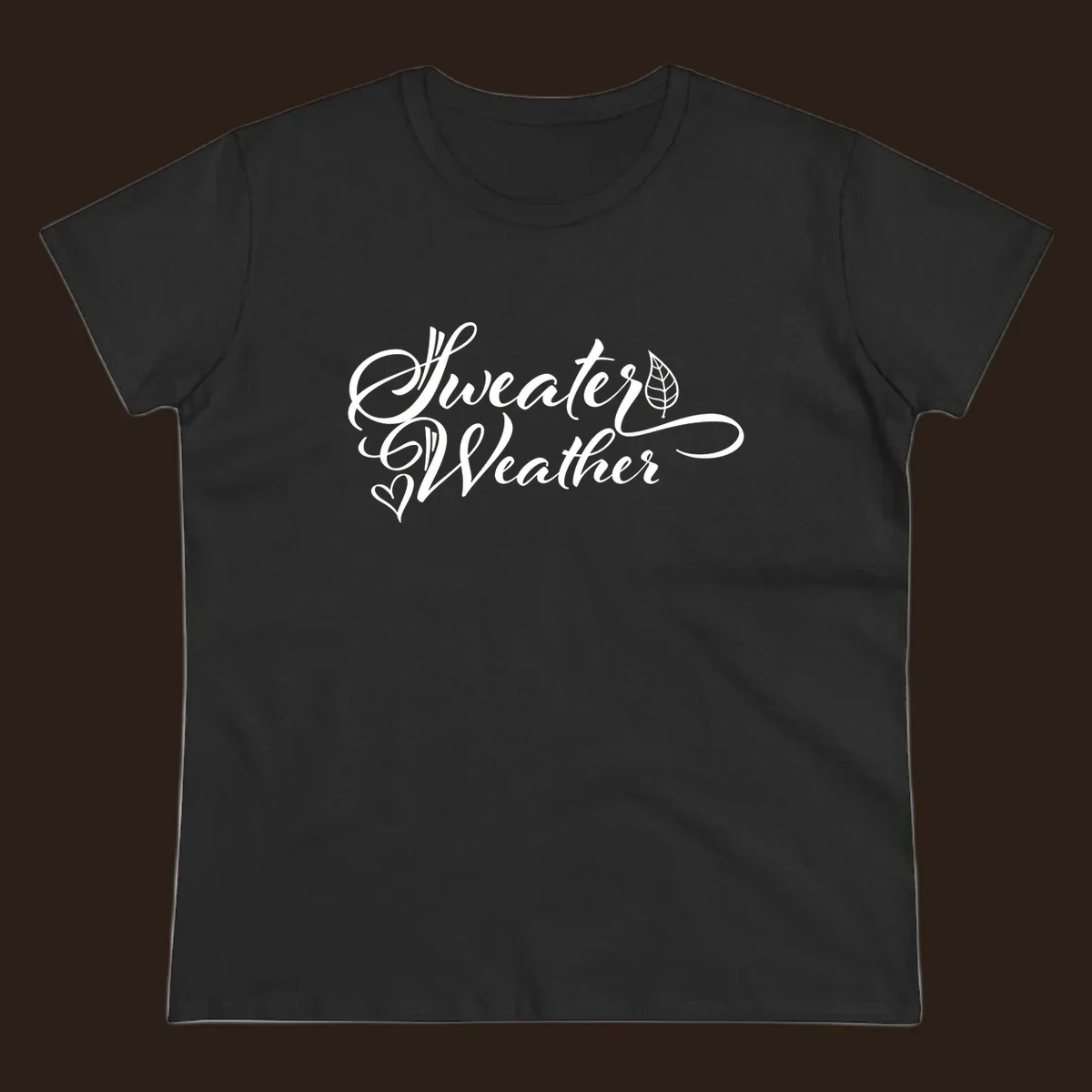 Sweater Weather script design with a leaf and heart. sweater-weather-script