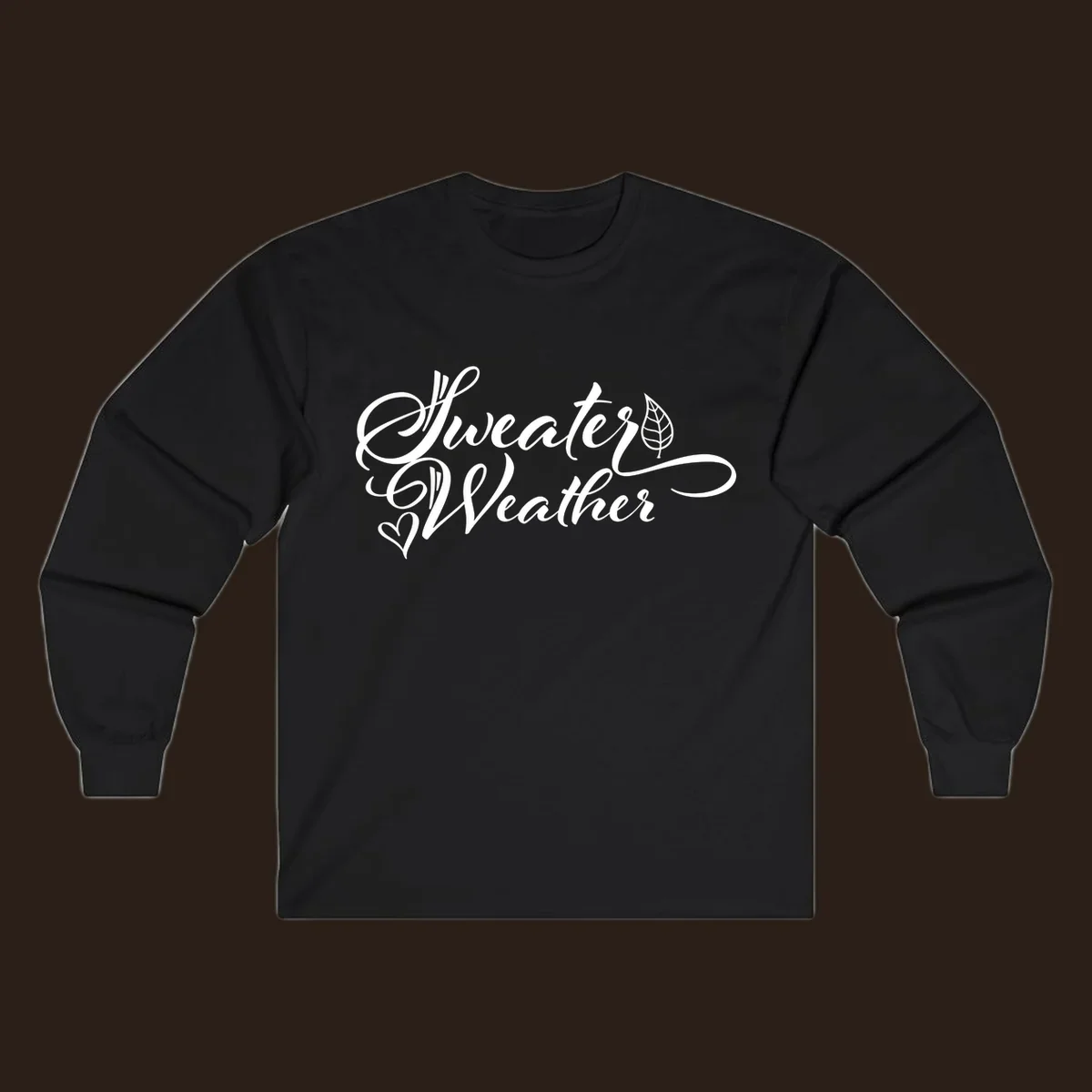 Sweater Weather script design with a leaf and heart. sweater-weather-script