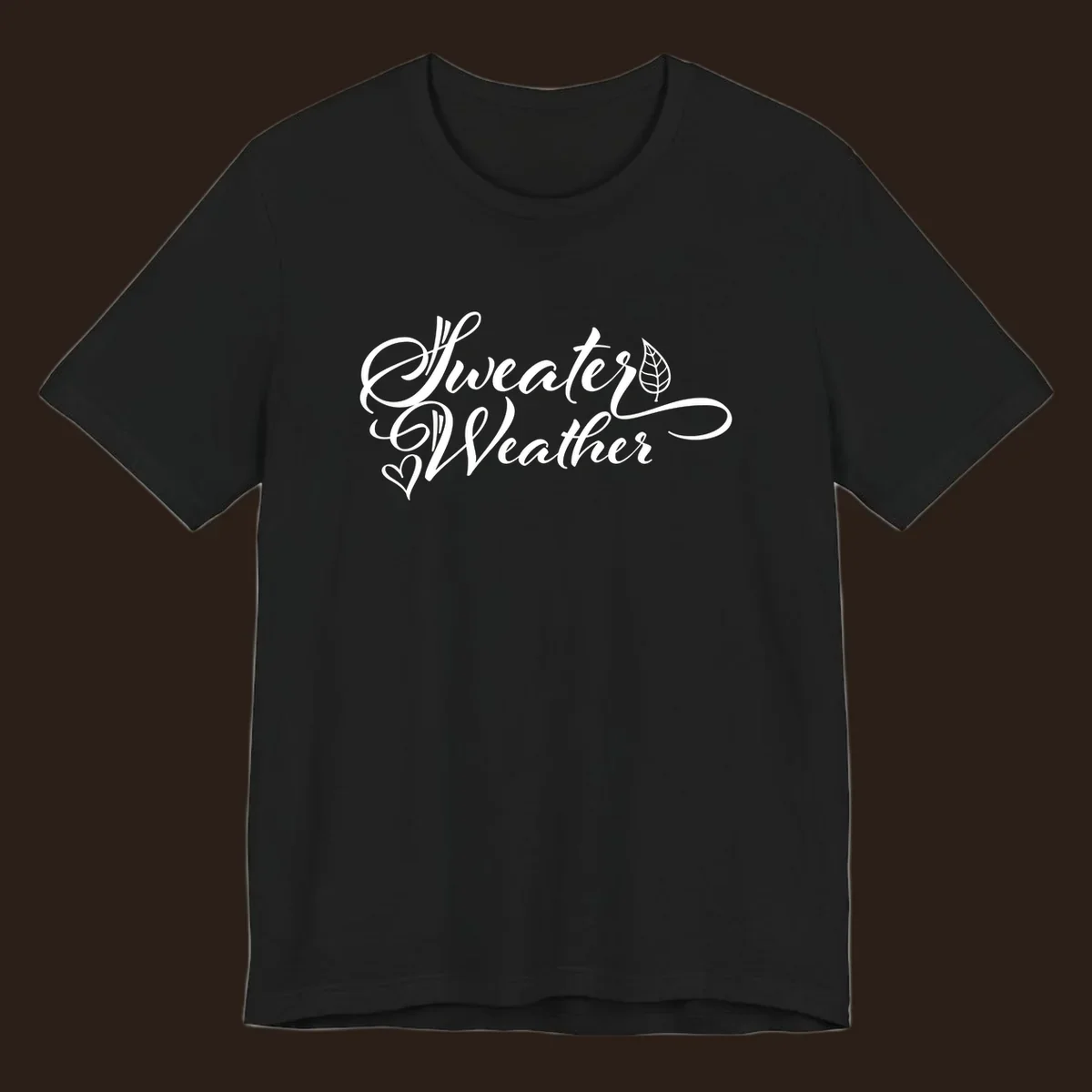 Sweater Weather script design with a leaf and heart. sweater-weather-script