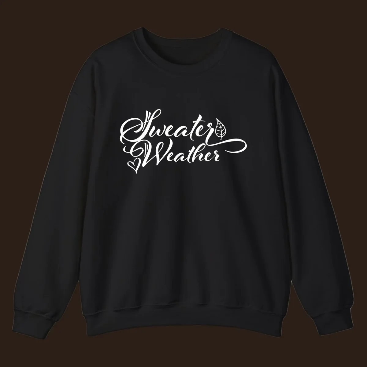 Sweater Weather script design with a leaf and heart. sweater-weather-script