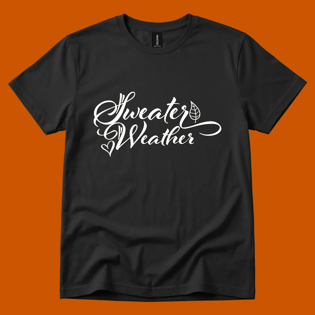 Sweater Weather script design with a leaf and heart. sweater-weather-script