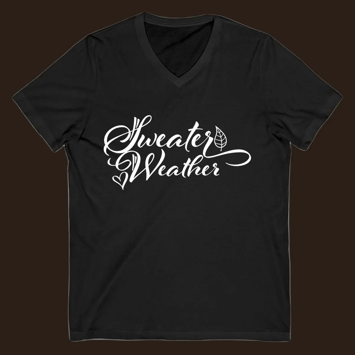 Sweater Weather script design with a leaf and heart. sweater-weather-script