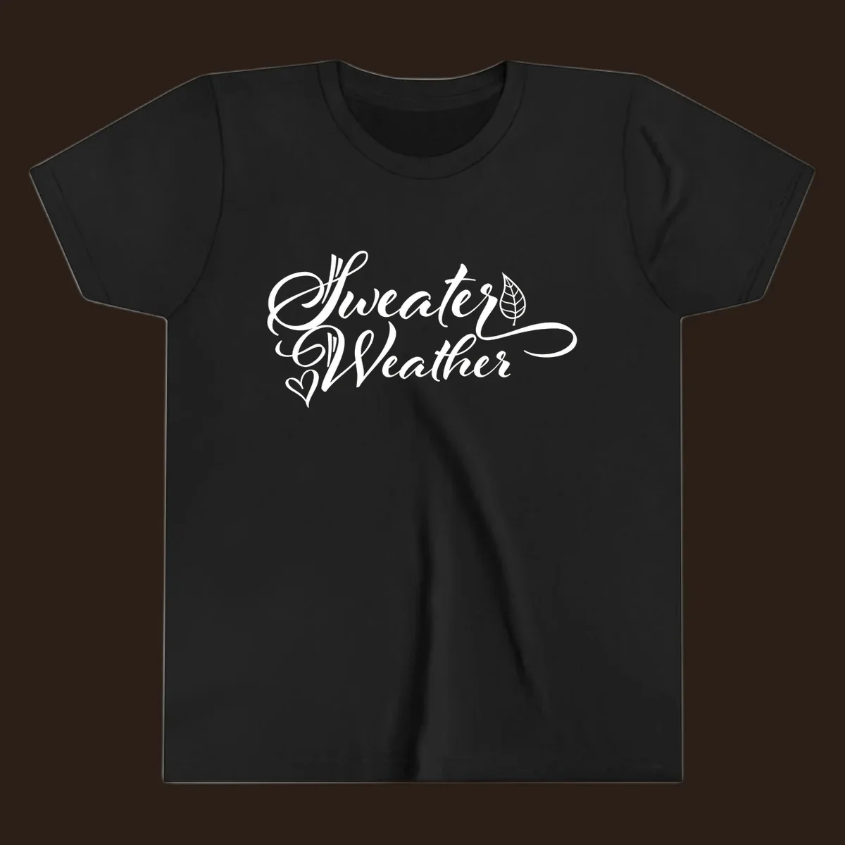 Sweater Weather script design with a leaf and heart. sweater-weather-script