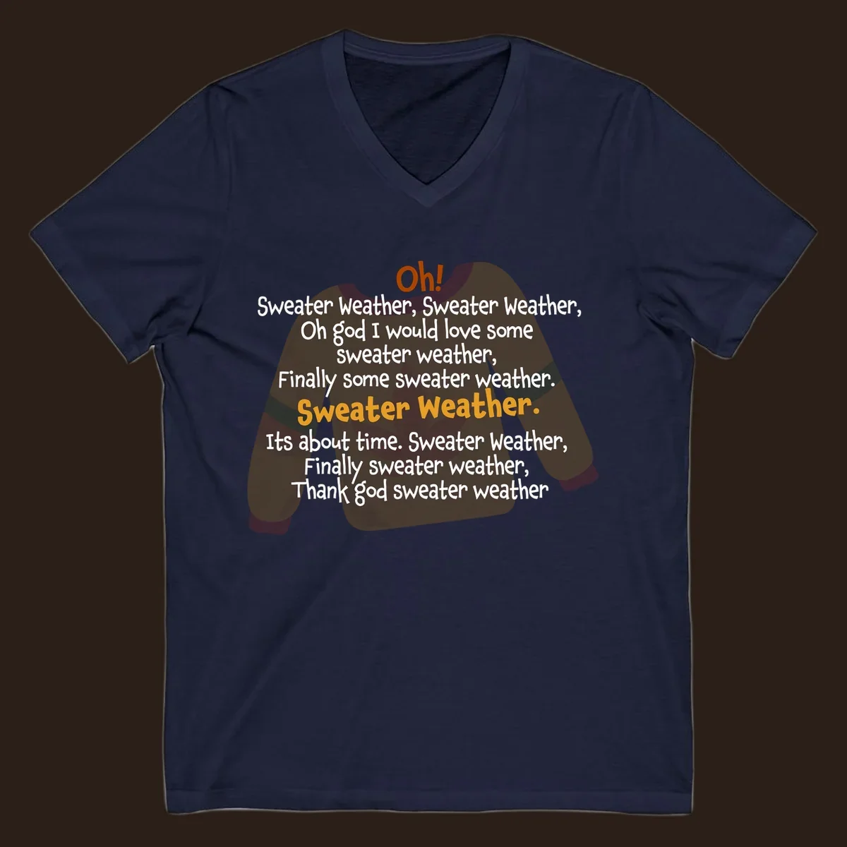 Sweater Weather song lyrics on a cozy sweater graphic.