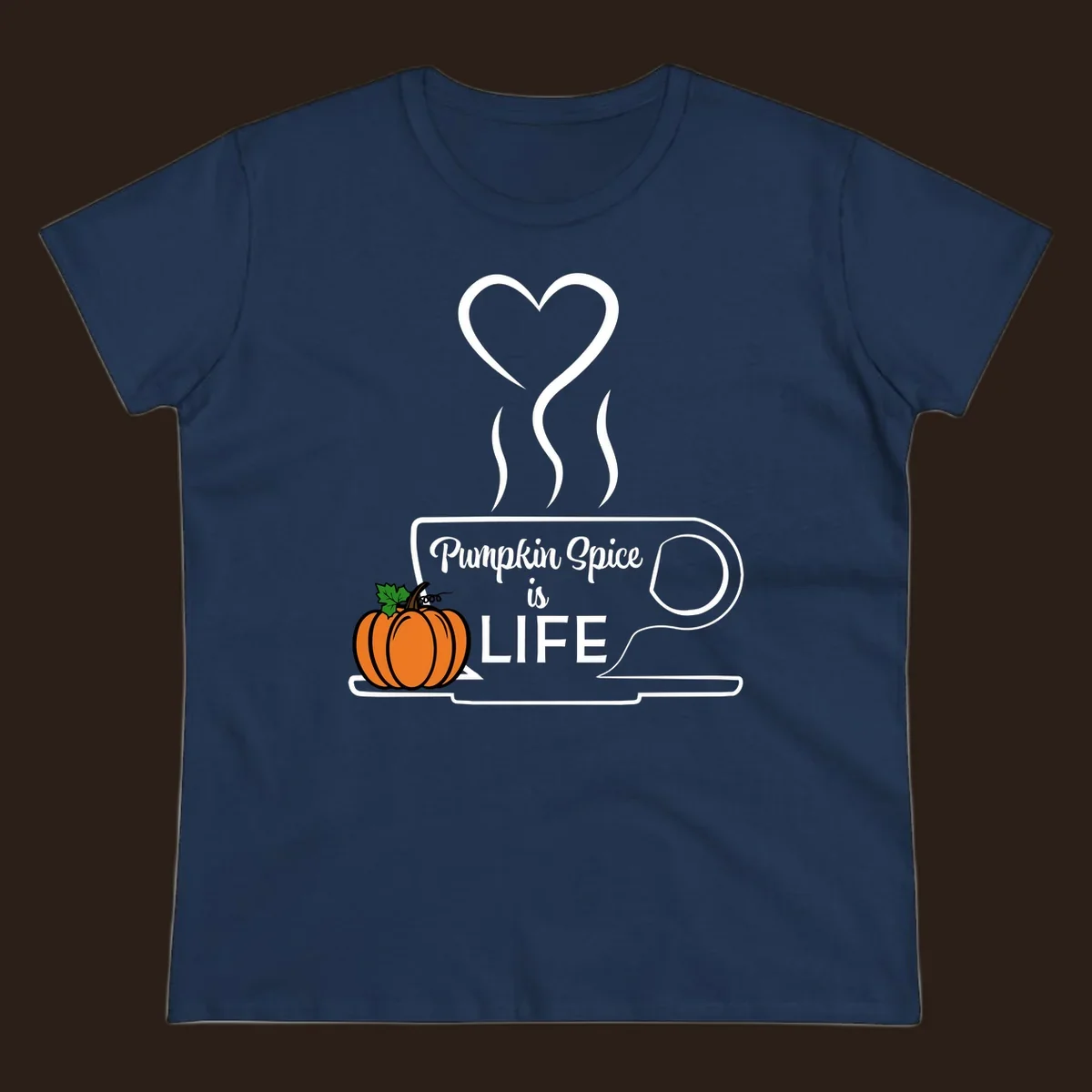 Pumpkin Spice is Life coffee mug design with a pumpkin and heart.