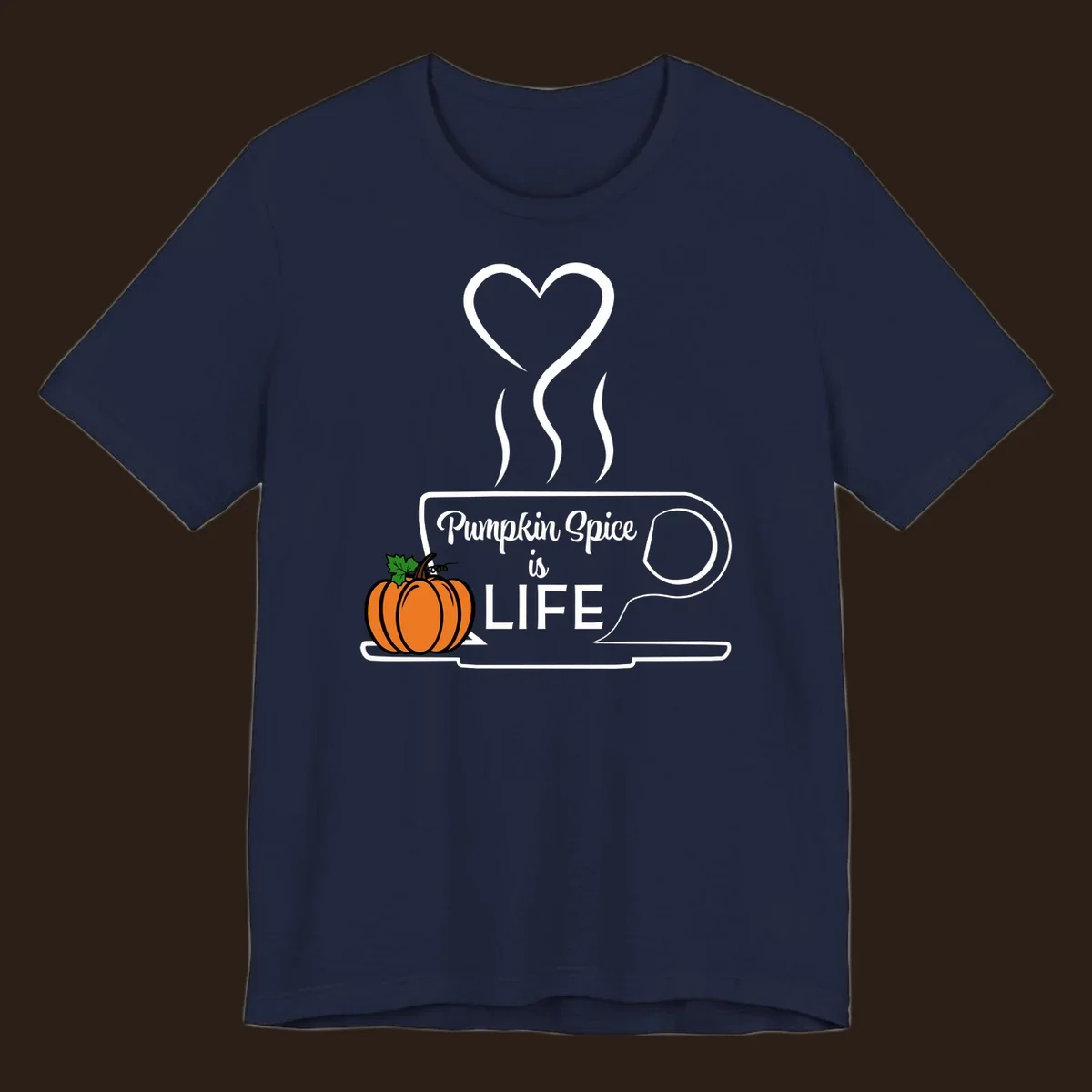 Pumpkin Spice is Life coffee mug design with a pumpkin and heart.