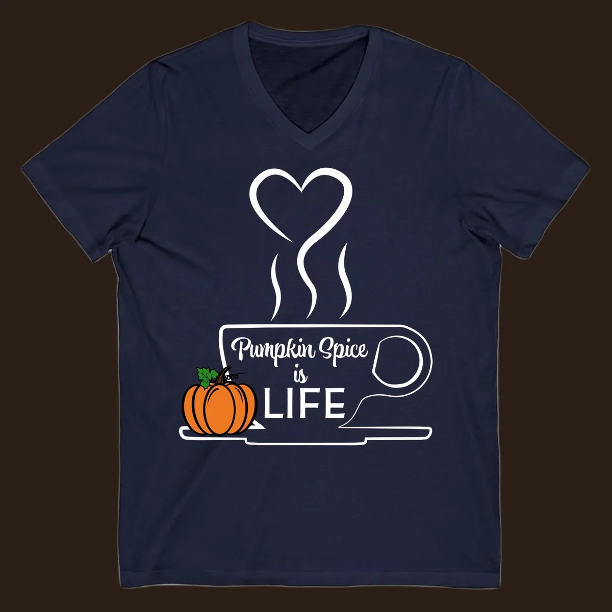 Pumpkin Spice is Life coffee mug design with a pumpkin and heart.