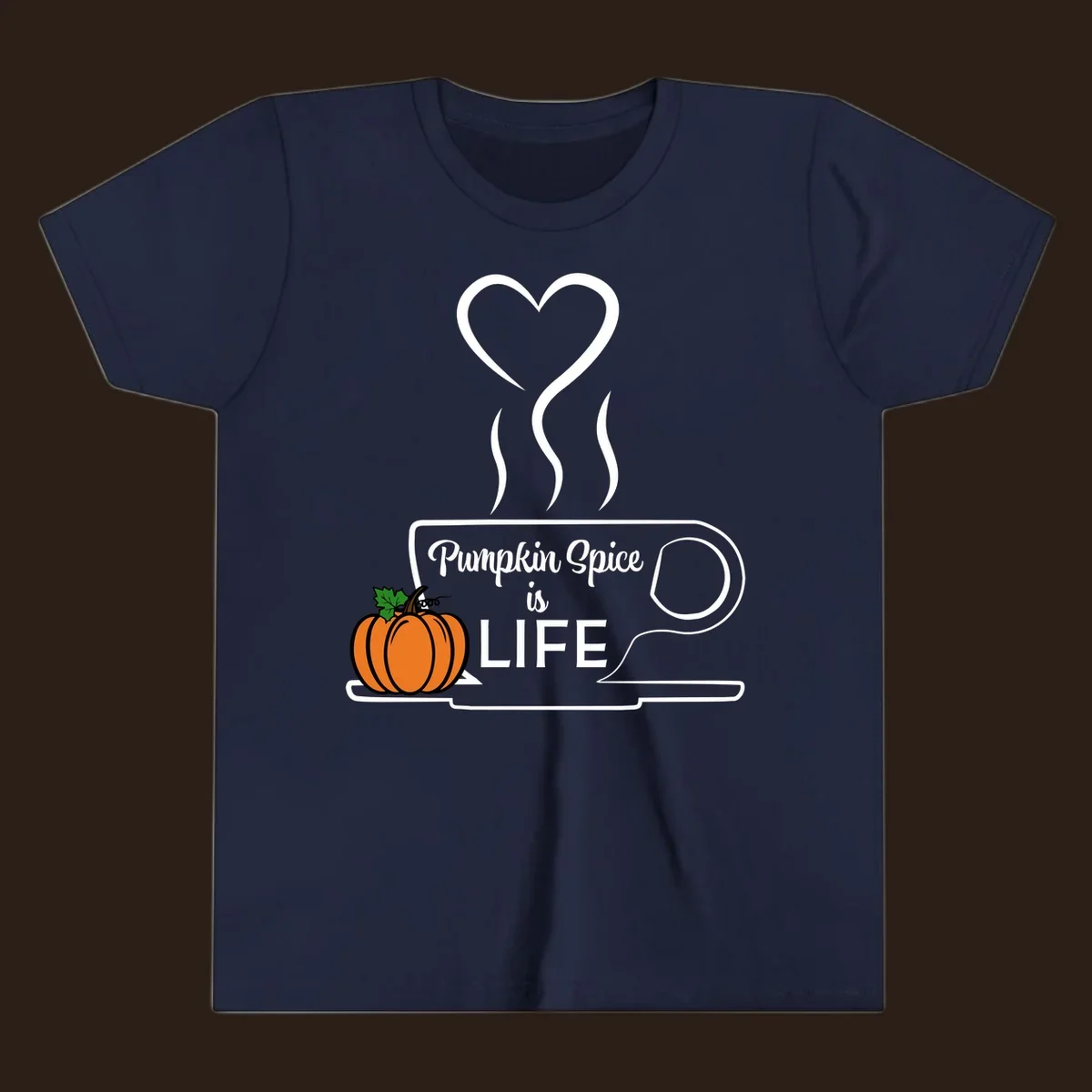 Pumpkin Spice is Life coffee mug design with a pumpkin and heart.