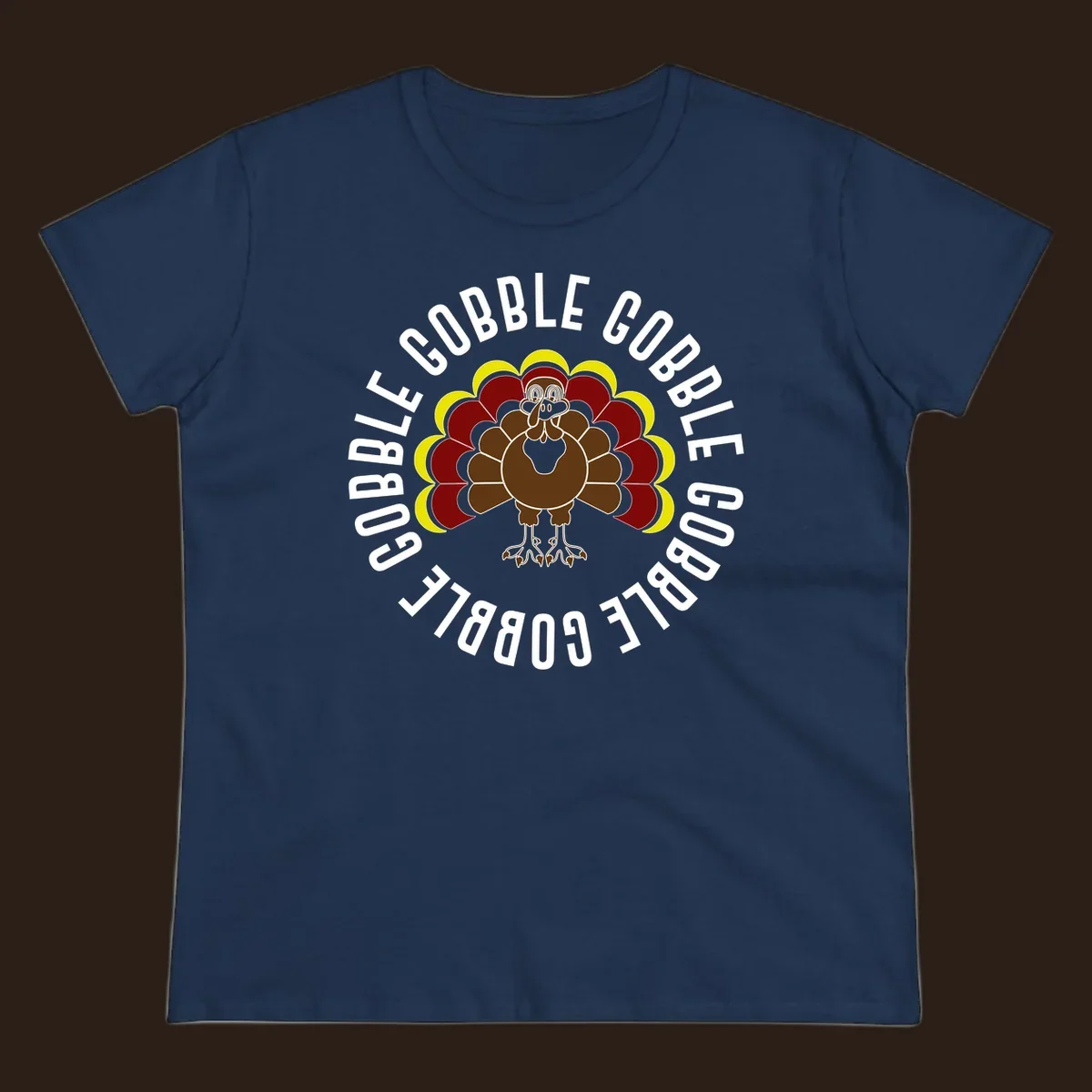 Gobble gobble turkey illustration with text for Thanksgiving.