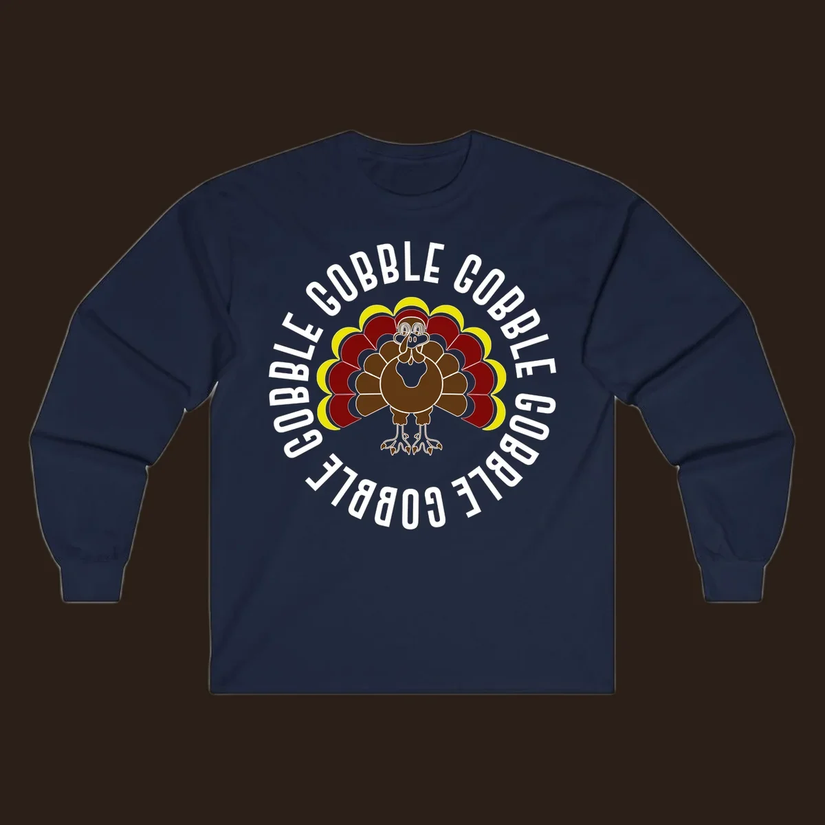 Gobble gobble turkey illustration with text for Thanksgiving.