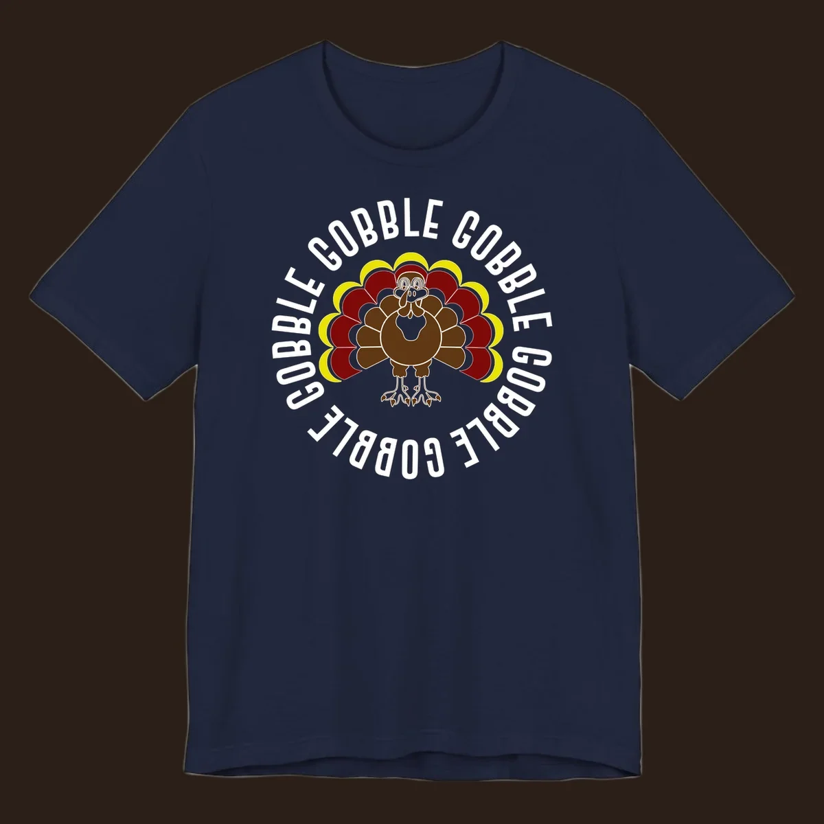 Gobble gobble turkey illustration with text for Thanksgiving.