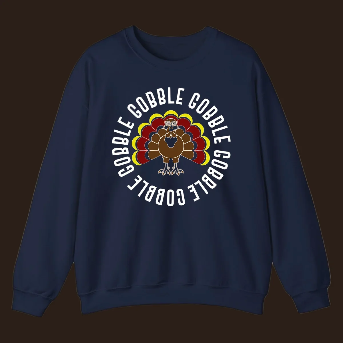 Gobble gobble turkey illustration with text for Thanksgiving.