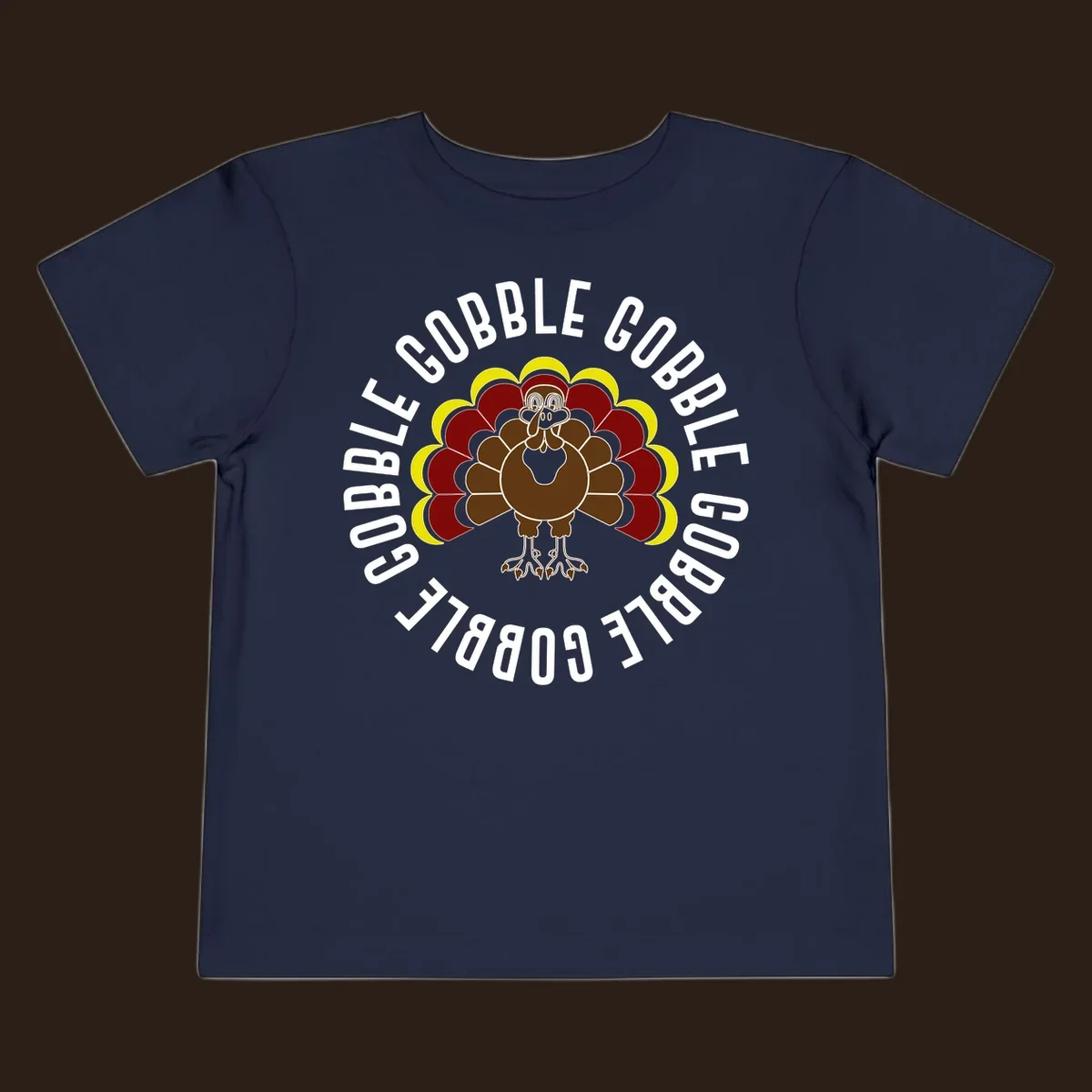Gobble gobble turkey illustration with text for Thanksgiving.