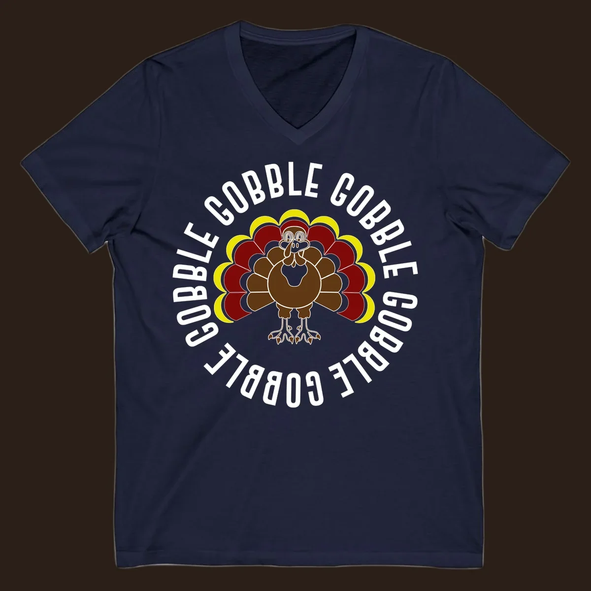 Gobble gobble turkey illustration with text for Thanksgiving.