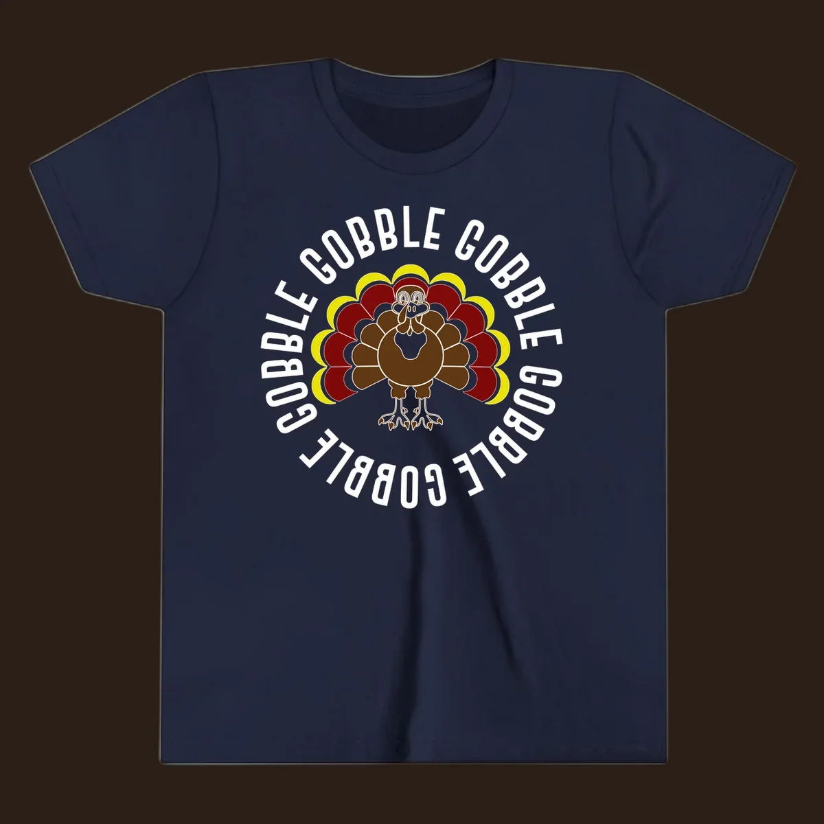 Gobble gobble turkey illustration with text for Thanksgiving.