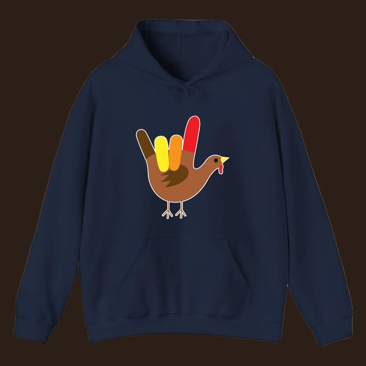 Turkey hand sign illustration for Thanksgiving, 'I Love You' symbol.