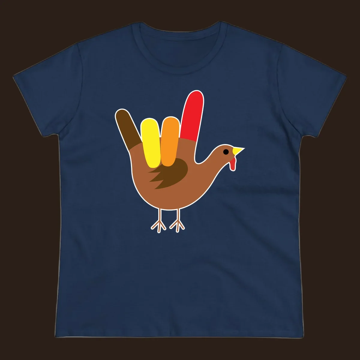 Turkey hand sign illustration for Thanksgiving, 'I Love You' symbol.