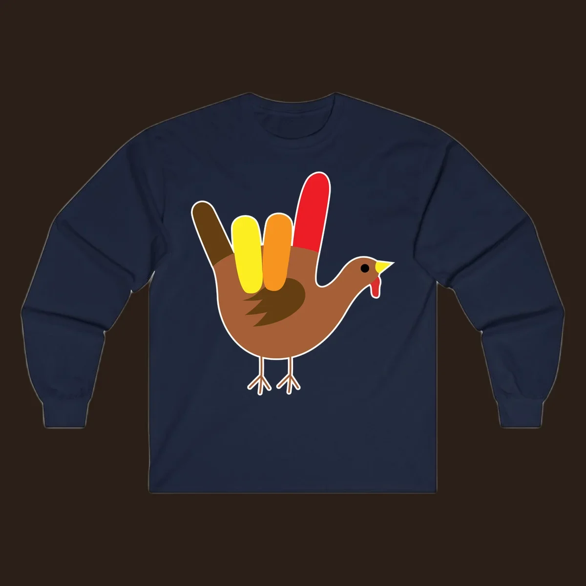 Turkey hand sign illustration for Thanksgiving, 'I Love You' symbol.