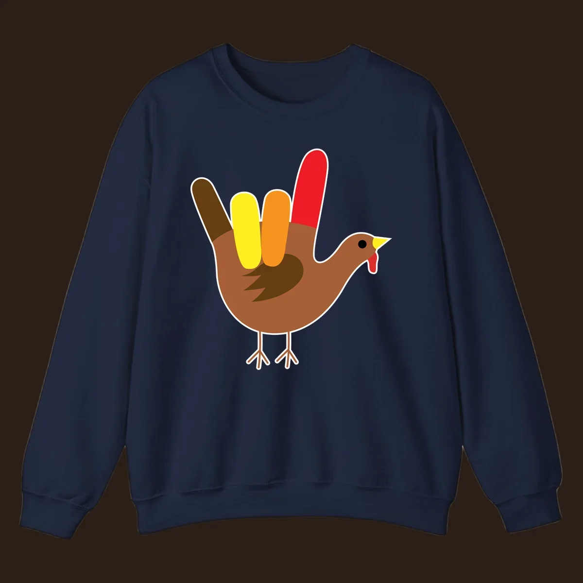 Turkey hand sign illustration for Thanksgiving, 'I Love You' symbol.