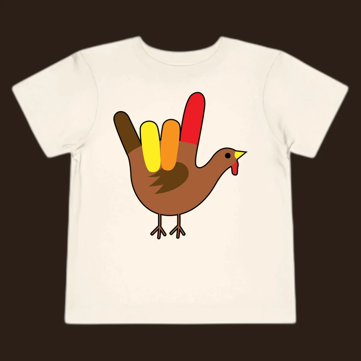 Turkey hand sign illustration for Thanksgiving, 'I Love You' symbol.